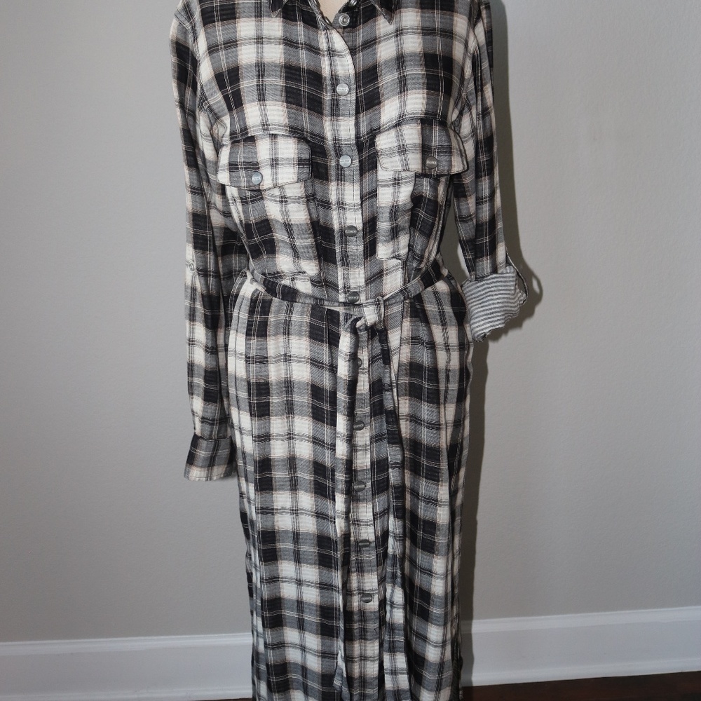 Plaid Dress Buttons and Belt